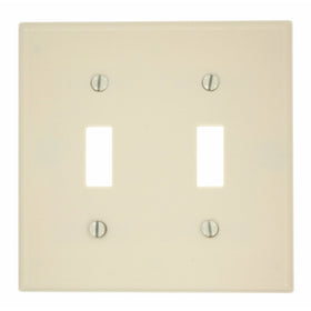 Leviton 78009 2-Gang Toggle Device Switch Wallplate, Standard Size, Thermoset, Device Mount, Light Almond