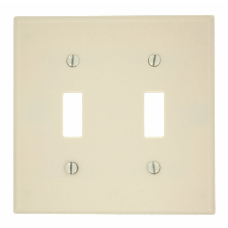 Leviton 78009 2-Gang Toggle Device Switch Wallplate, Standard Size, Thermoset, Device Mount, Light Almond