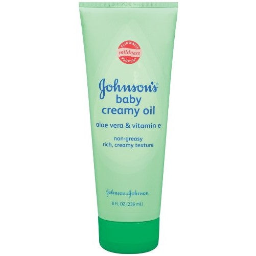 Johnson & Johnson Johnson's Baby Creamy Oil, Aloe & Vitamin E, 8 Ounce (Pack of 6)