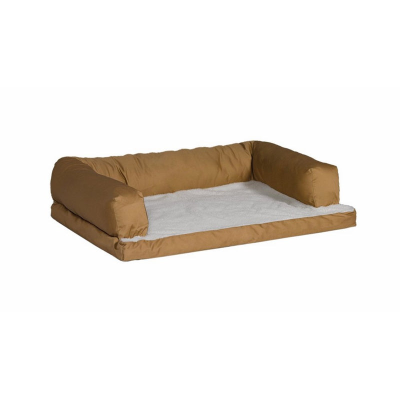 MidWest Quiet Time e'Sensuals Bolstered Orthopedic Pet Bed Sofa 30 Inches by 40 Inches in Tan.