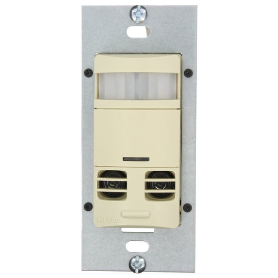 Leviton OSSMT-MDI Ultrasonic/Infrared, Dual-Relay Multi-Technology Wall Switch sensor, 2400 Sq. Ft Major & 400 Sq. Ft Minor Motion Coverage, Ivory