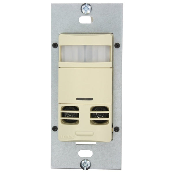 Leviton OSSMT-MDI Ultrasonic/Infrared, Dual-Relay Multi-Technology Wall Switch sensor, 2400 Sq. Ft Major & 400 Sq. Ft Minor Motion Coverage, Ivory