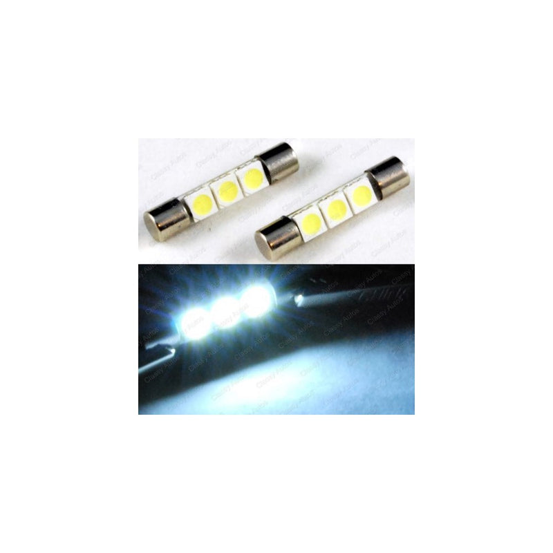 ZHOL SUPER BRIGHT White Vanity LED Light bulbs Mirror Fuse Sun Visor 3-SMD 6641 (A Pair)