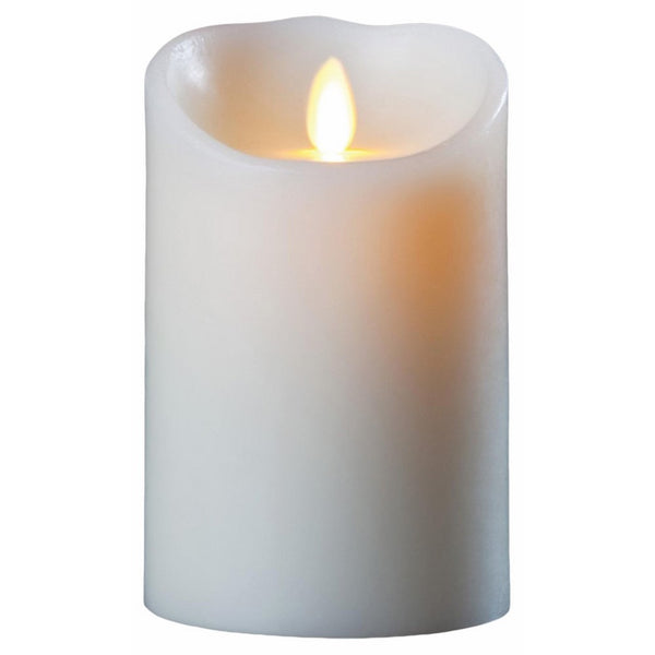 Luminara Flameless Candle: Vanilla Scented Moving Flame Candle with Timer (5" Ivory)