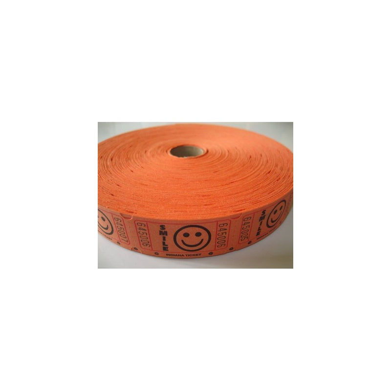 2000 Orange Smile Single Roll Consecutively Numbered Raffle Tickets