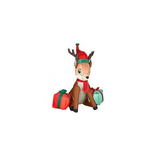 Gemmy 4 Ft Reindeer with Presents Airblown Inflatable with LED Lighting