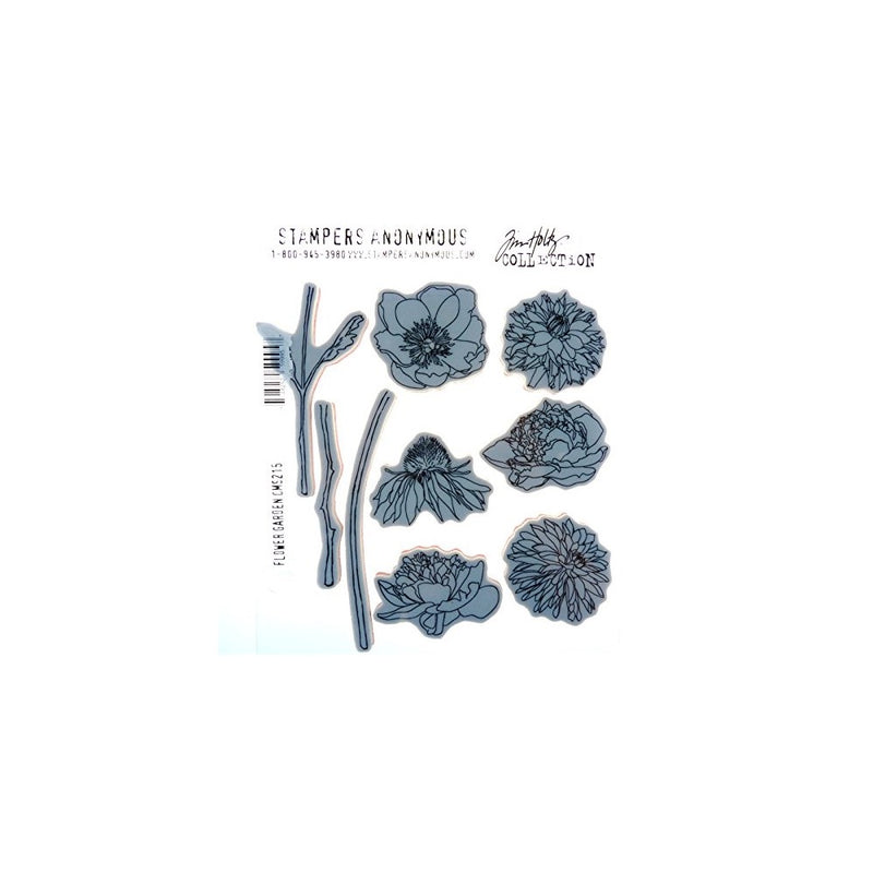 Stampers Anonymous Tim Holtz Cling Rubber Flower Garden Stamp Set, 7 x 8.5"