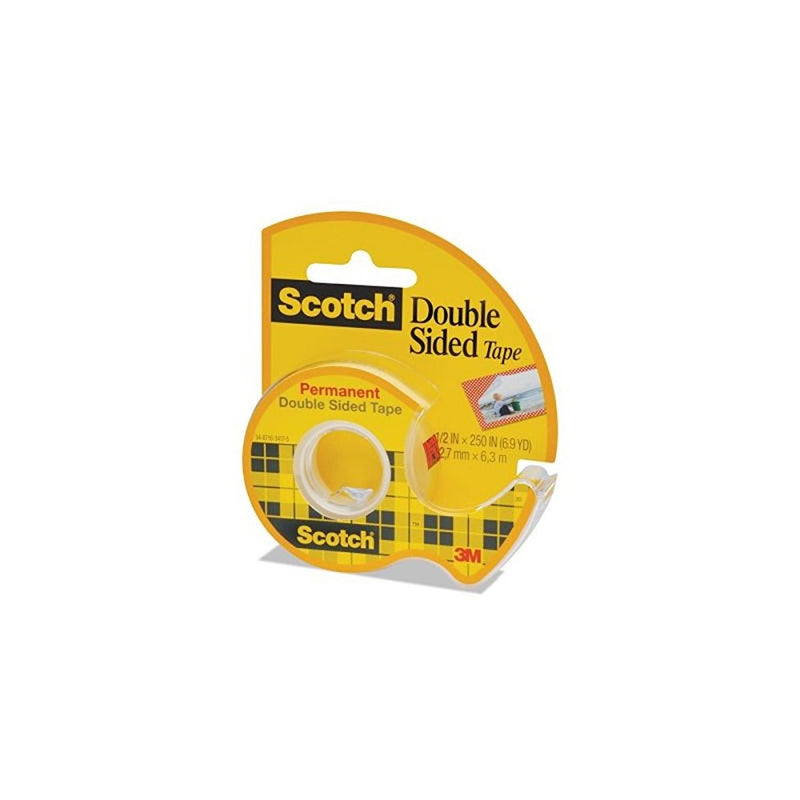 3M Double-Sided Tape with Dispenser, Permanent, 1/2 X 250 Inches, Clear, 2-PACK