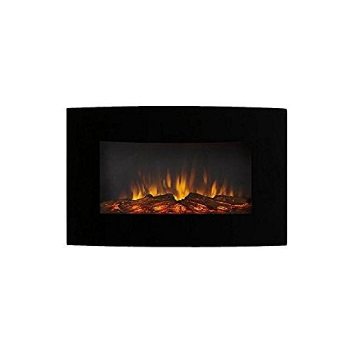 Gibson Living GL5135LE Soho 35 Inch Curved Black Log Wall Mounted Electric Fireplace