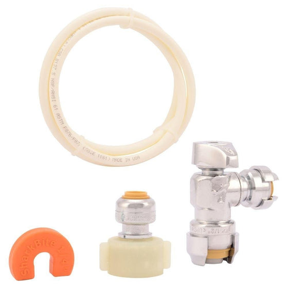 SharkBite 25088A Toilet Installation Kit, Angle Stop, Toilet Plumbing Valves, Quarter Turn, Water Valve Shut Off, Push-to-Connect, PEX, Copper, CPVC, PE-RT