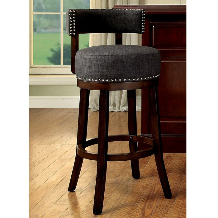 Lynsey 24"Barstool Withlinen Cushion, Gray Finish, Set Of 2