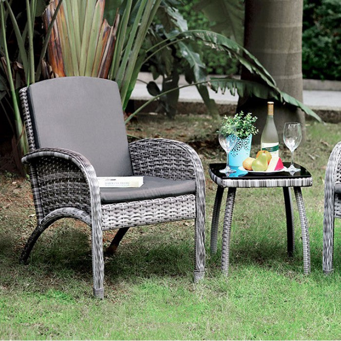Juno Transitional 3 Piece PATIO SEATING SET, Gray