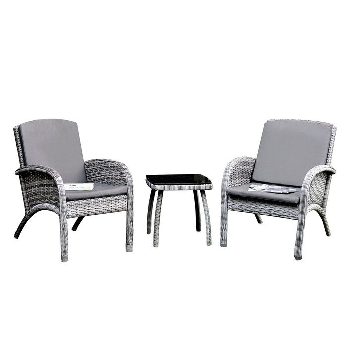 Juno Transitional 3 Piece PATIO SEATING SET, Gray
