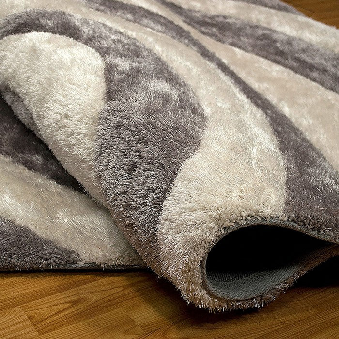 Cyrus Contemporary Area Swirl Rug, Silver