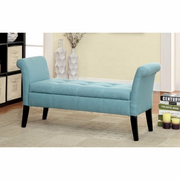 Doheny Contemporary Storage Bench In Blue Finish