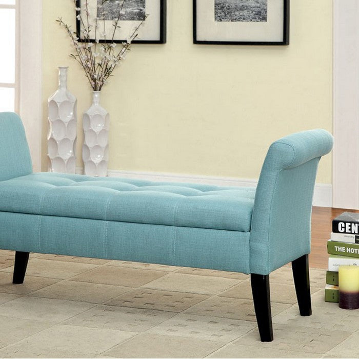 Doheny Contemporary Storage Bench In Blue Finish