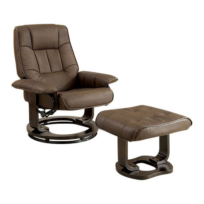Modish Multifunctional Swivel Lounger Chair With Ottoman, Brown