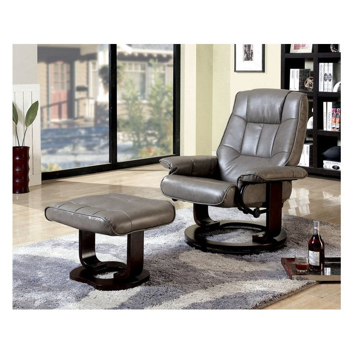 Multifunctional Swivel Lounge Chair With Ottoman, Gray