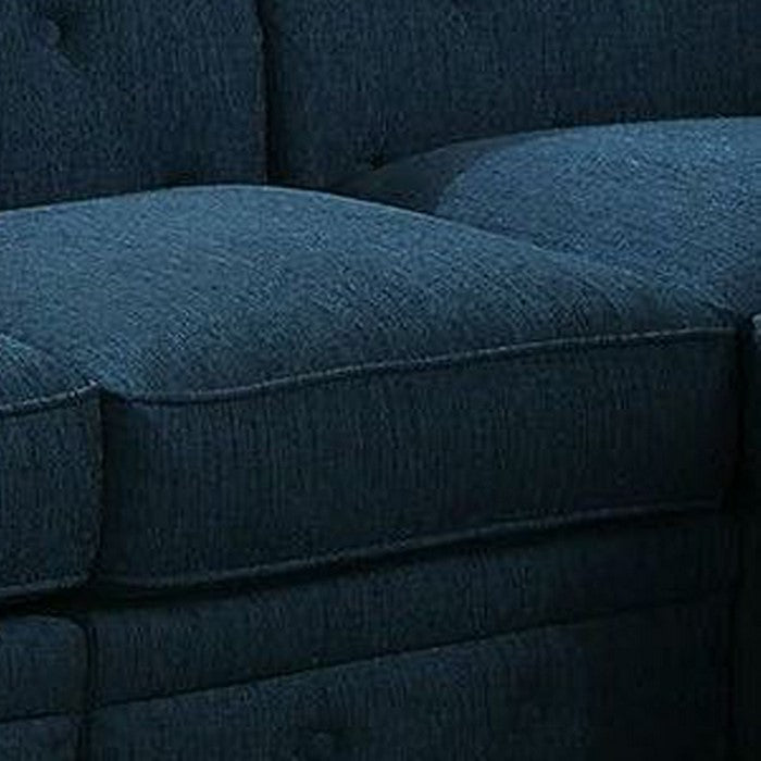 Fabric Upholstered Wooden Armless Chair with Bun Feet, Teal Blue and Brown