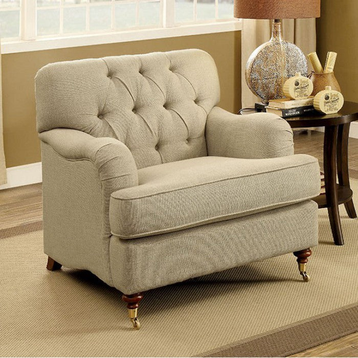 Laney Traditional Chair In Beige Fabric