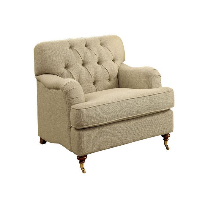 Laney Traditional Chair In Beige Fabric