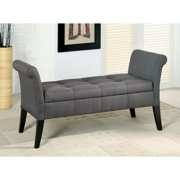 Doheny Contemporary Bench With Storage In Gray Finish