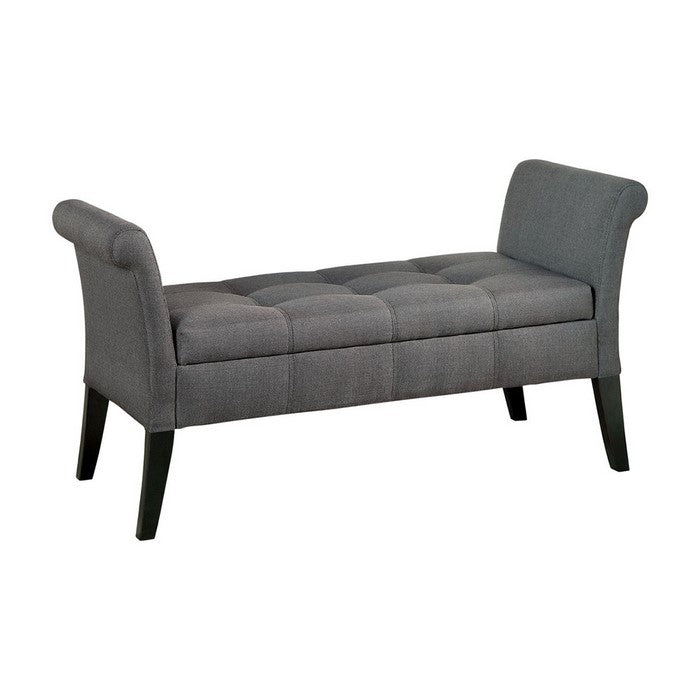Doheny Contemporary Bench With Storage In Gray Finish
