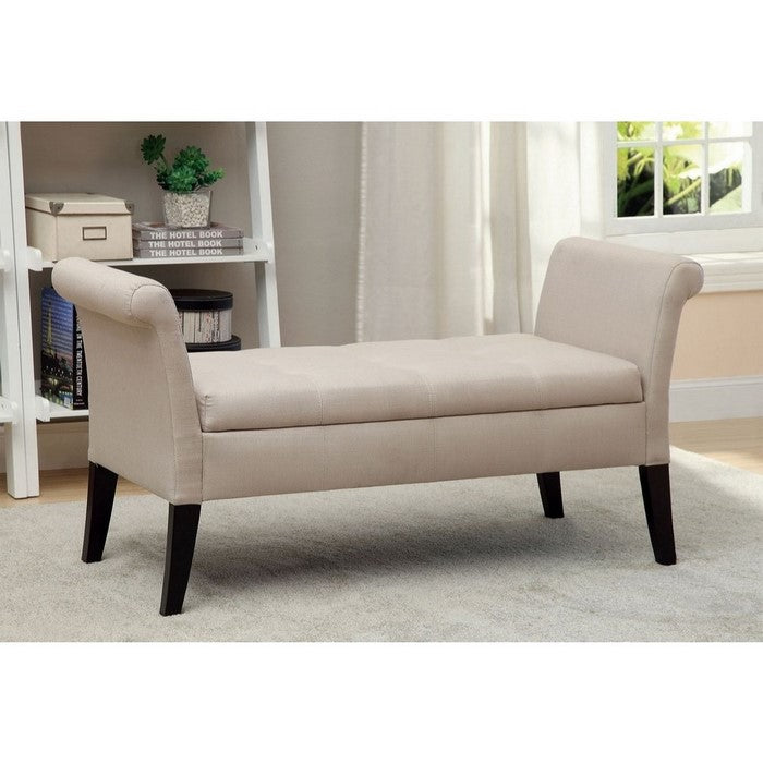 Doheny Contemporary Bench With Storage In Ivory Finish