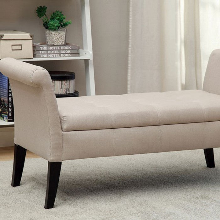 Doheny Contemporary Bench With Storage In Ivory Finish