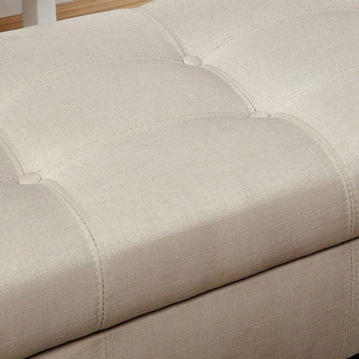 Doheny Contemporary Bench With Storage In Ivory Finish