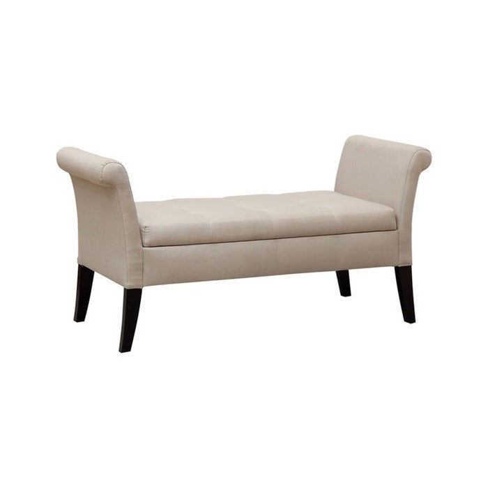 Doheny Contemporary Bench With Storage In Ivory Finish