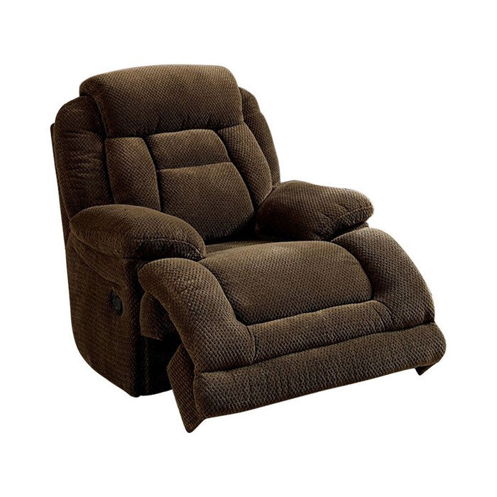 Grenville Transitional Glider Recliner Single Chair, Dark Brown Finish