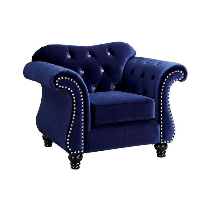 Jolanda Glam Single Chair In Blue Color Flannelette