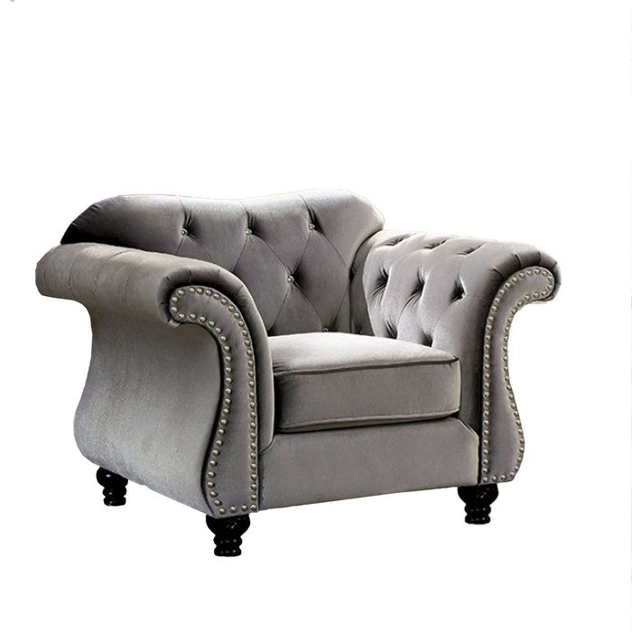 Jolanda Glam Single Chair In Gray Color Flannelette