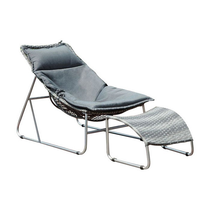 Lili Contemporary 1Pc Patio Chair With 1Pc Ottoman