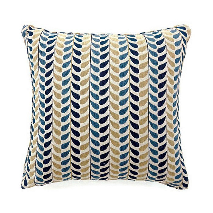 2 Piece Polyester Pillow with Abstract Pattern, Blue and Yellow