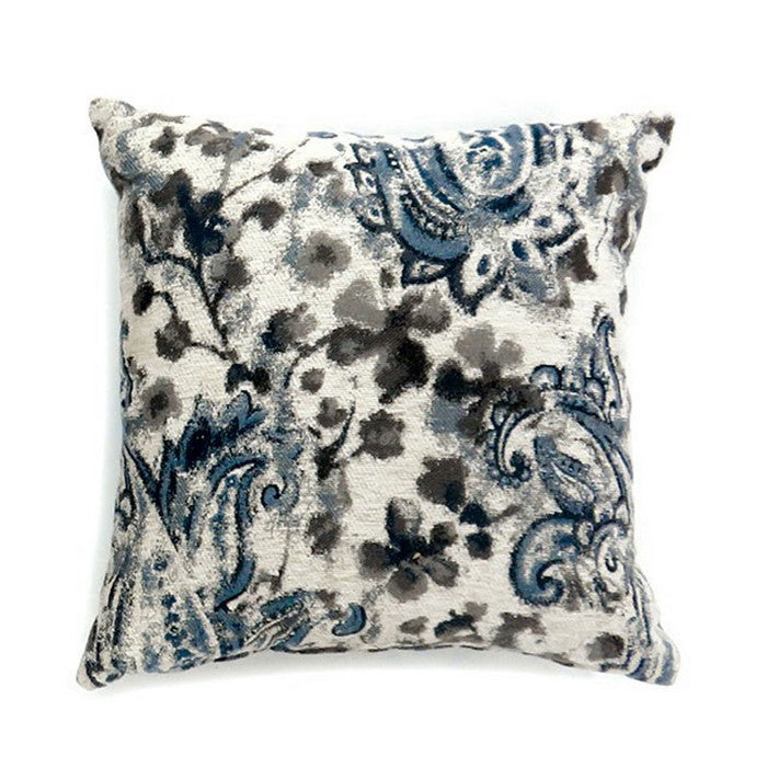 2 Piece Polyester Pillow with Artistic Pattern, Blue and Gray