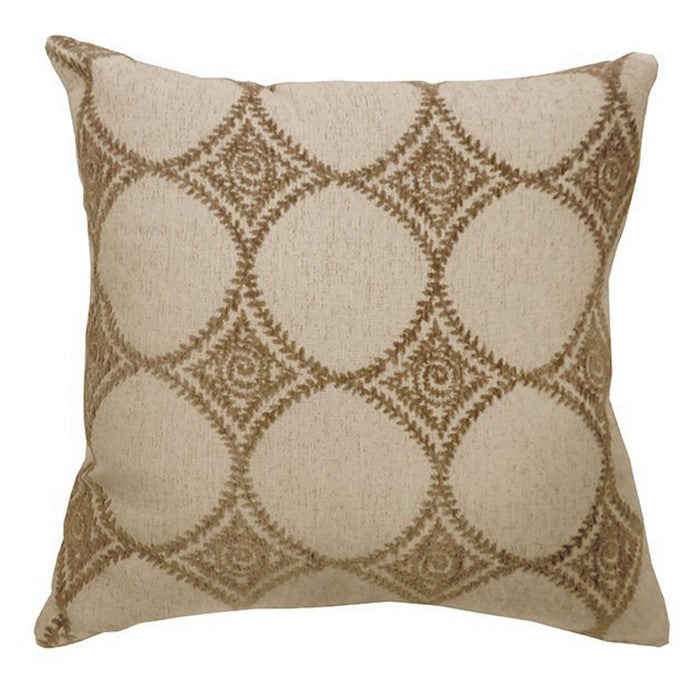 RIYA Contemporary Big Pillow With patterned fabric, Beige Finish, Set of 2