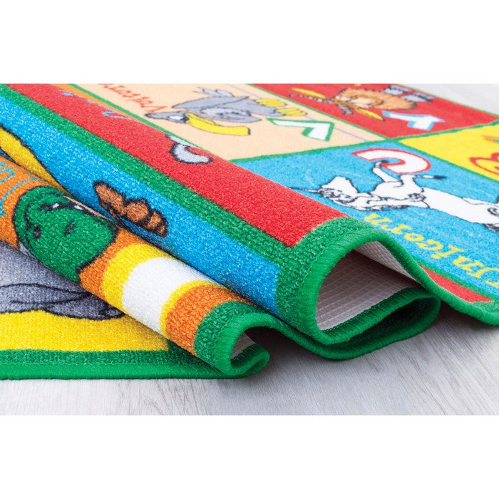 Abbey Contemporary Kids Area Rug Abc Animals With non Slipping Gel Back, Multicolor