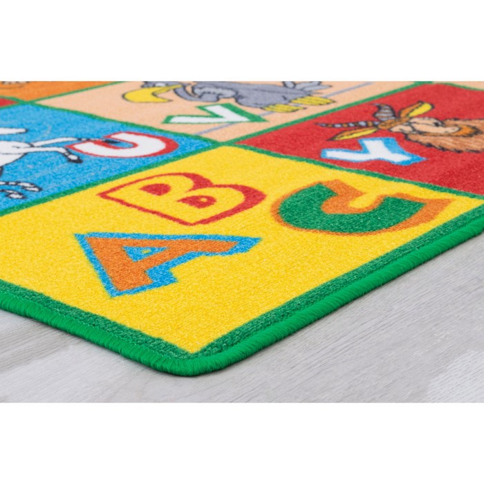Abbey Contemporary Kids Area Rug Abc Animals With non Slipping Gel Back, Multicolor