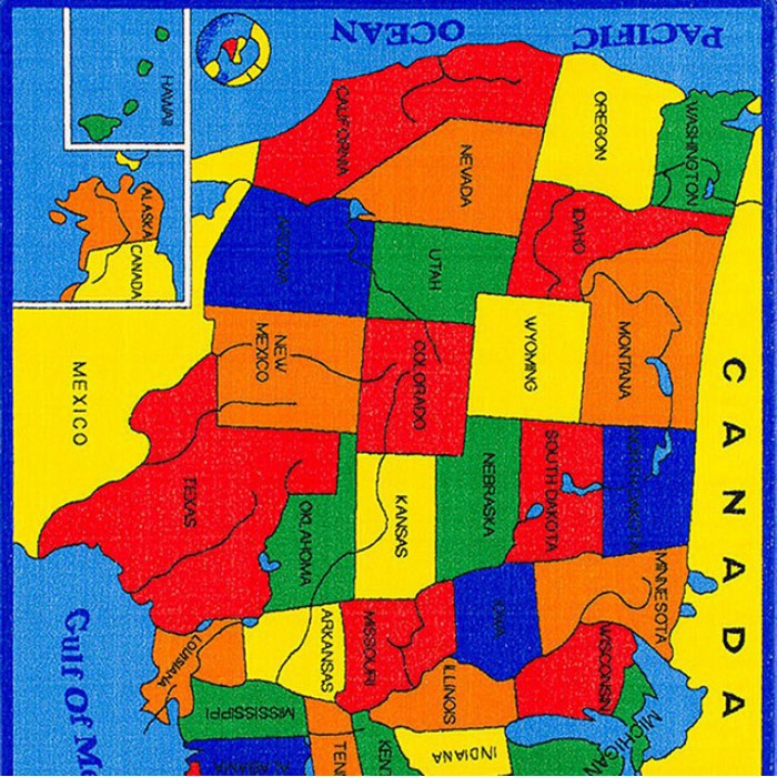 Abbey Contemporary Kids Area U.S.A Map Rug, Multicolor