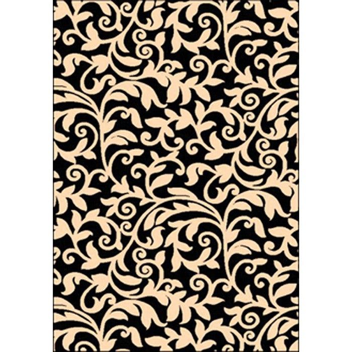 Namur Contemporary Area Rug, Black Floral Pattern
