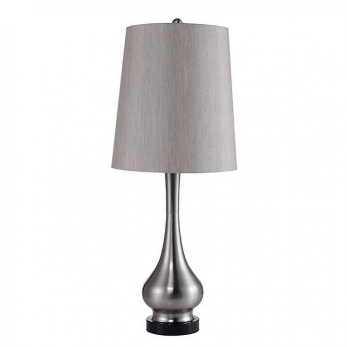 TERI Contemporary Table Lamp, Silver Base With White Shade