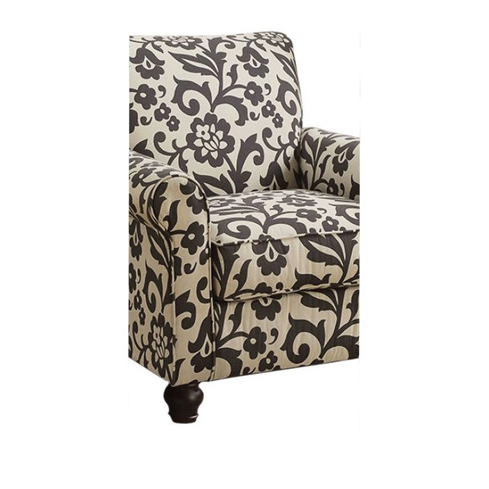Clea Transitional Accent Chair, fabric, Gray and Ivory
