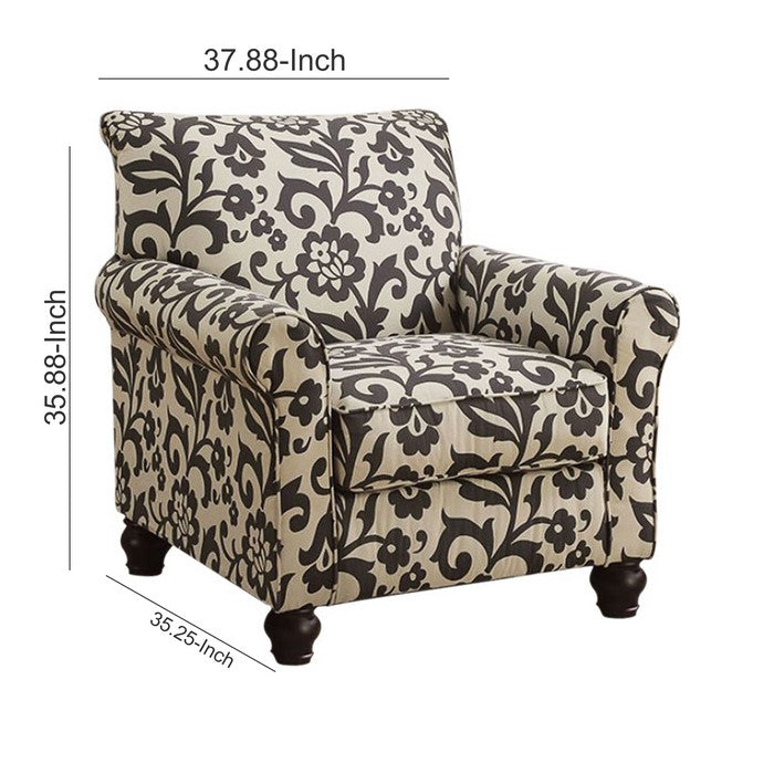 Clea Transitional Accent Chair, fabric, Gray and Ivory