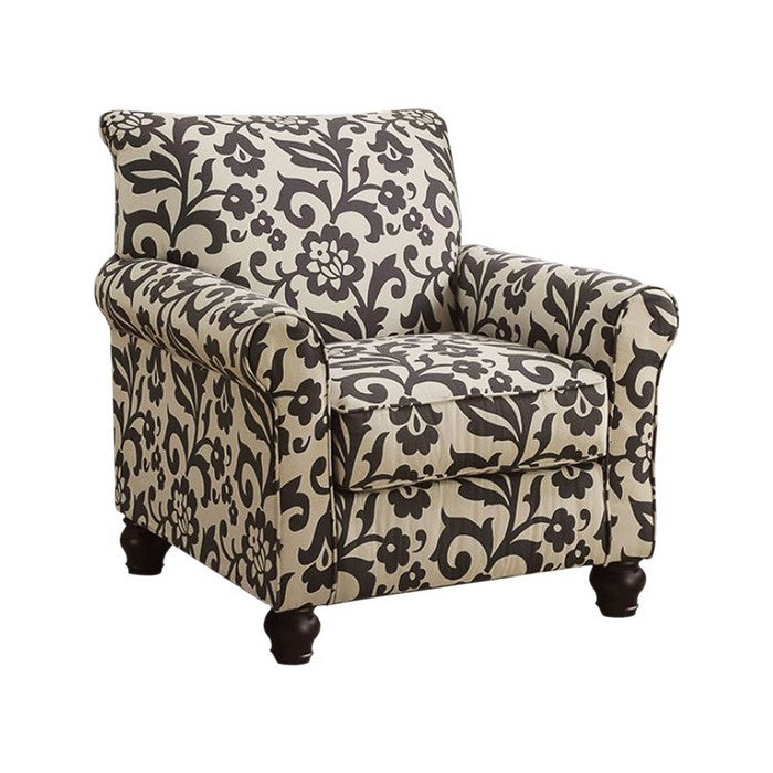Clea Transitional Accent Chair, fabric, Gray and Ivory