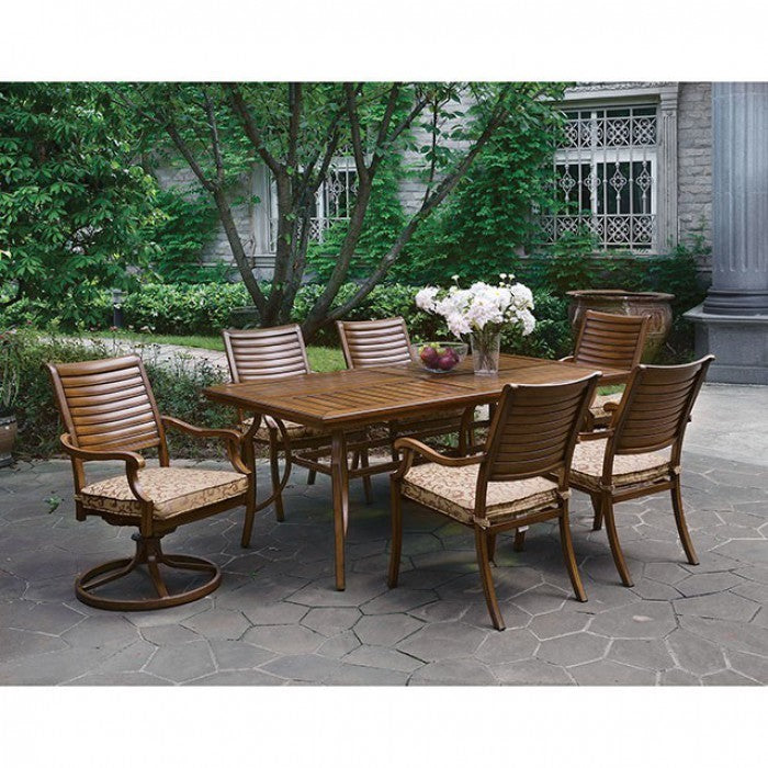 DESIREE Transitional Patio Dining Table, Brown