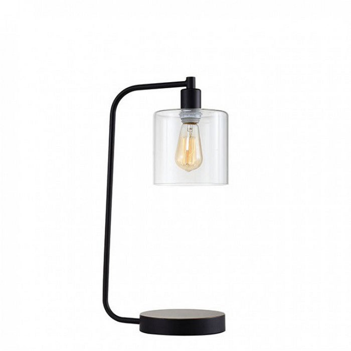 SAM Contemporary Table Lamp Metal With Glass, Black, Includes Light Bulb