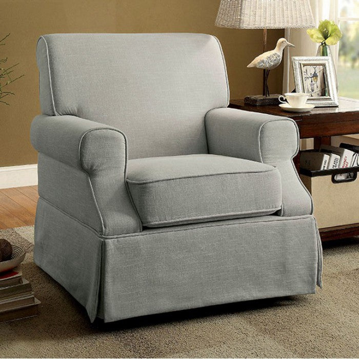 Leela Transitional Swivel Glider And Rocker Chair, Gray Finish