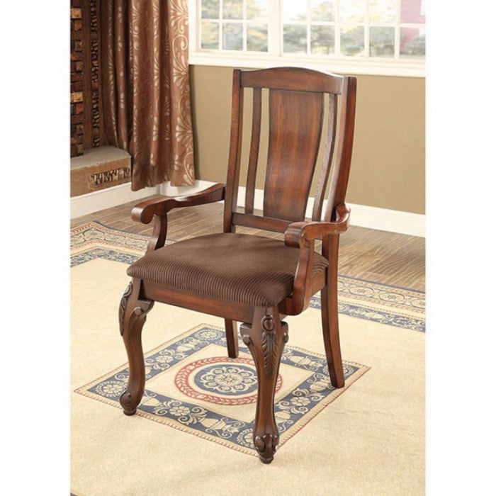 Johannesburg I Traditional Arm Chair, Brown Cherry, Set Of 2